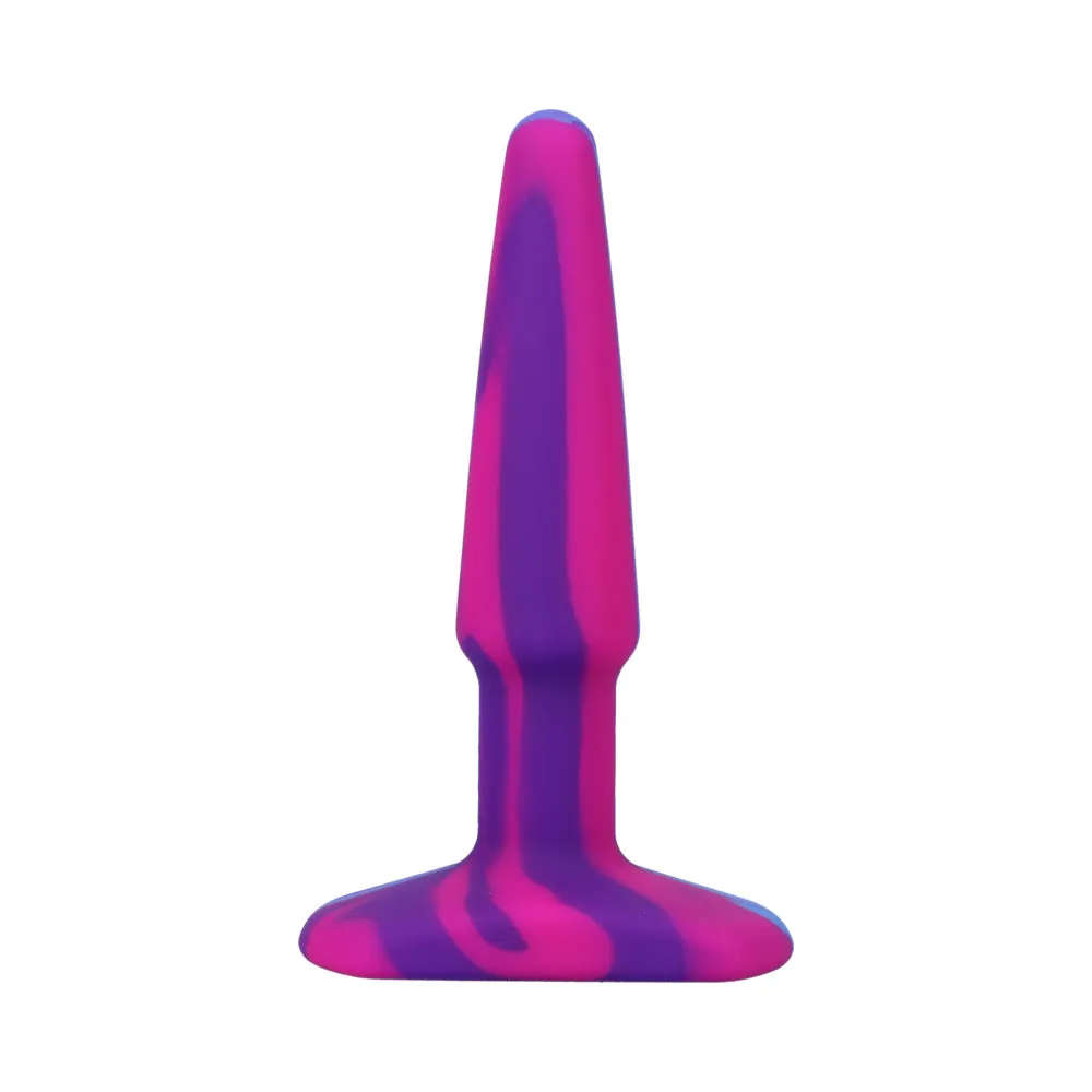 A-Play Groovy Silicone Anal Plug 4 in. Multi-Colored, Pink