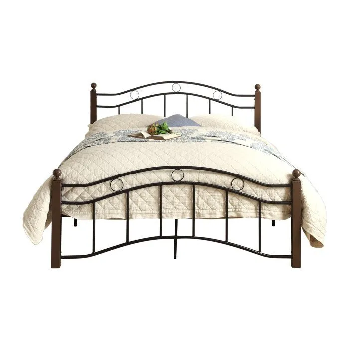 Black & Brown Designed Metal Platform Bed