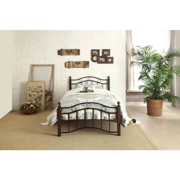 Black & Brown Designed Metal Platform Bed