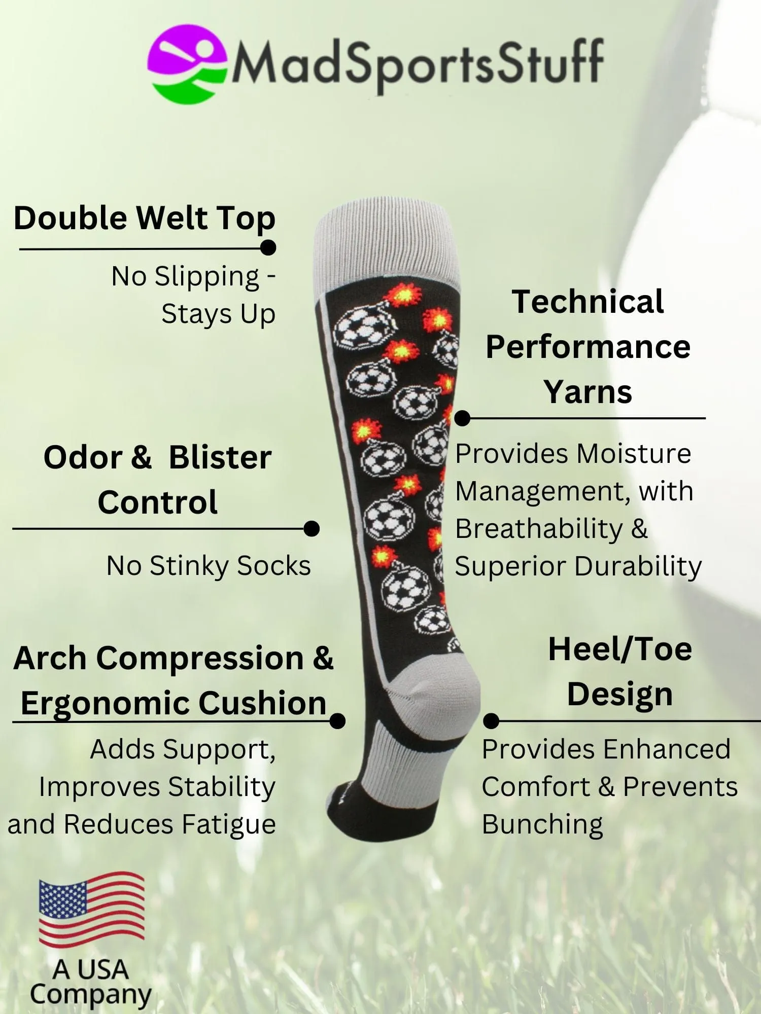 Bomber Soccer Socks Over the Calf length (multiple colors)