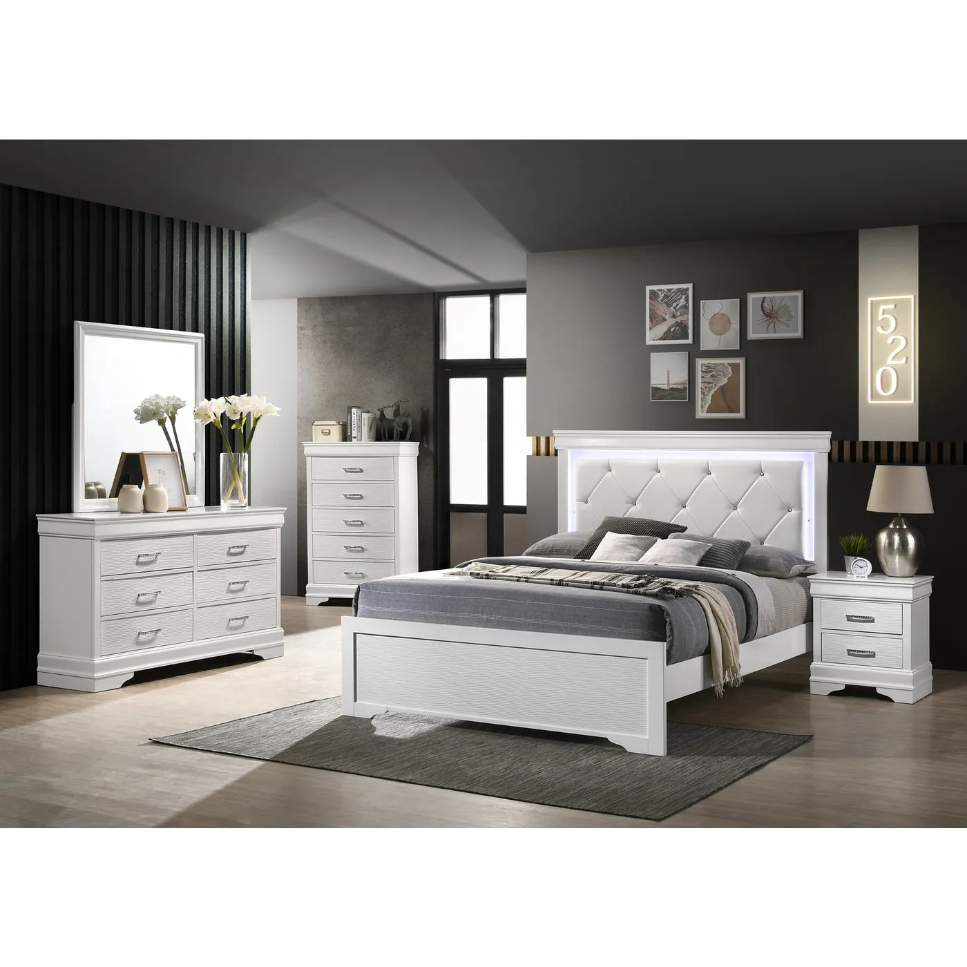 Brooklyn White Collection King Platform Bed