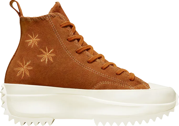 Converse Run Star Hike Platform High Embroidered Floral - Amber, Brown