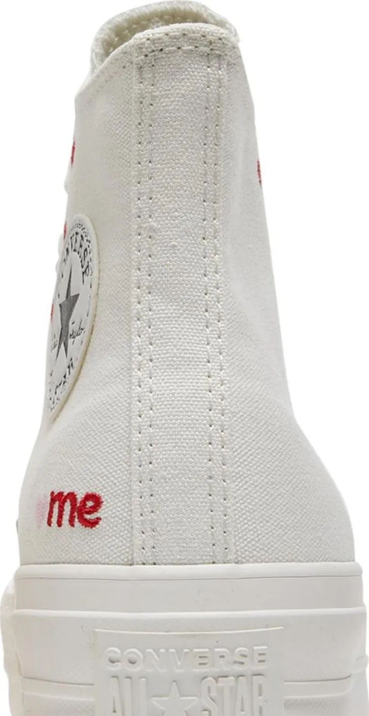 Converse Wmns Chuck Taylor All Star Lift Platform High Embroidered Hearts - White