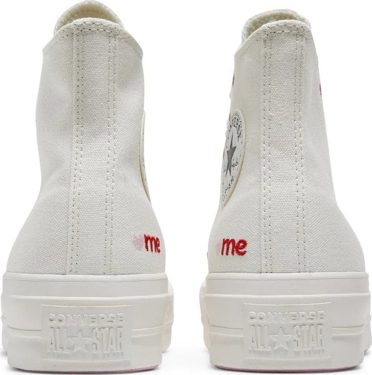 Converse Wmns Chuck Taylor All Star Lift Platform High Embroidered Hearts - White