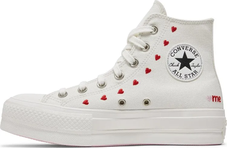 Converse Wmns Chuck Taylor All Star Lift Platform High Embroidered Hearts - White