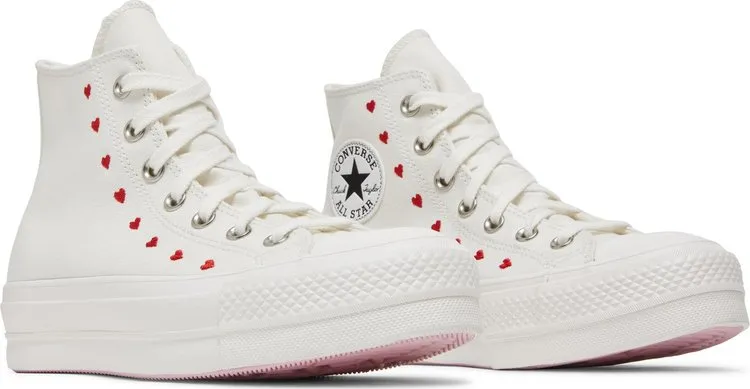 Converse Wmns Chuck Taylor All Star Lift Platform High Embroidered Hearts - White