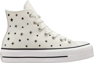 Converse Wmns Chuck Taylor All Star Lift Platform High Embroidered Stars - Egret, cream