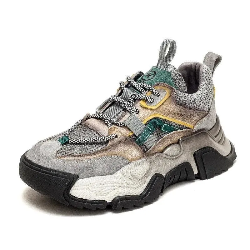 F23 Women's Casual Shoes - Leather Vulcanized Chunky Sneakers
