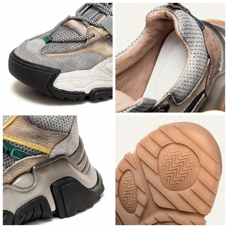 F23 Women's Casual Shoes - Leather Vulcanized Chunky Sneakers