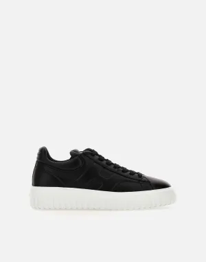 H-Stripes Black Leather Sneakers