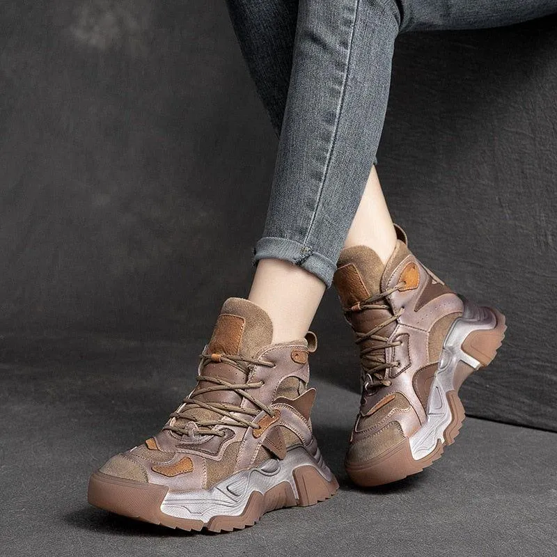 Handmade Leather Sneakers - Women's Casual Shoes - Boot RZ428