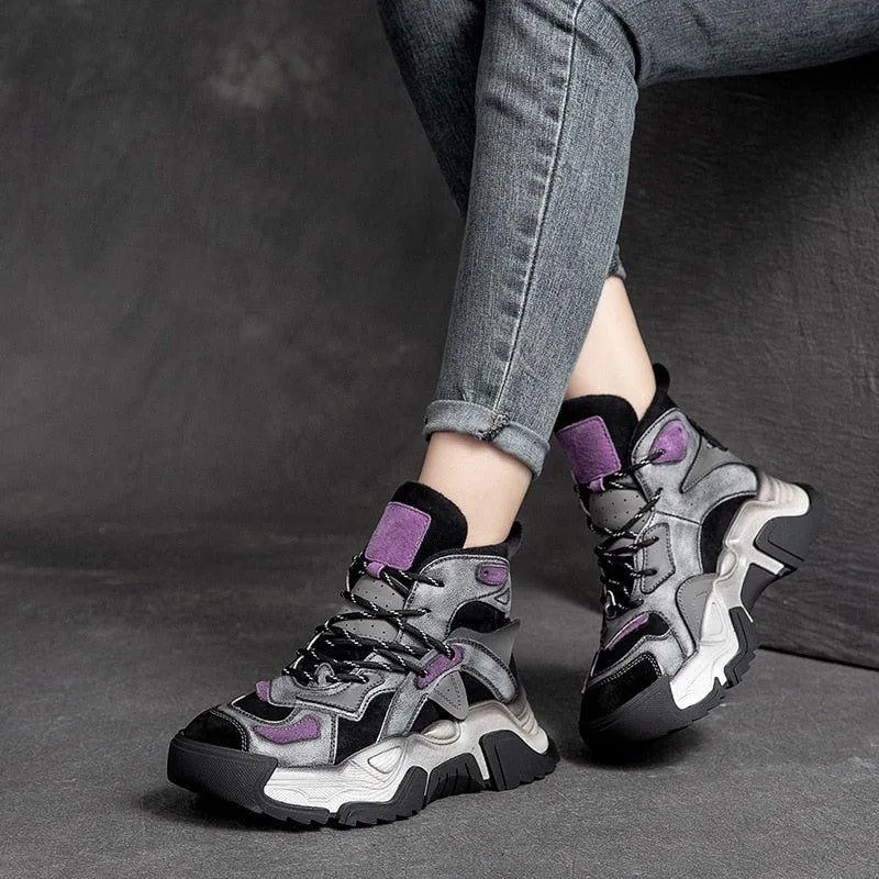 Handmade Leather Sneakers - Women's Casual Shoes - Boot RZ428