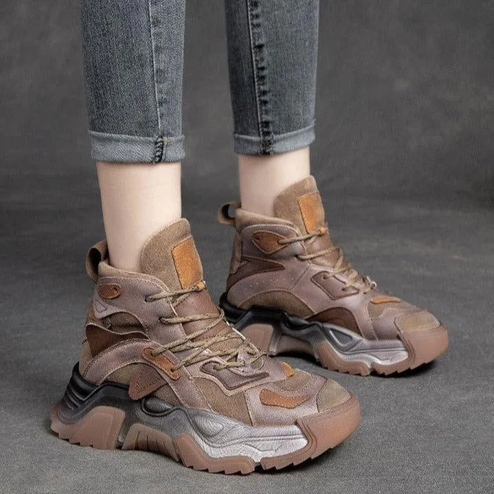 Handmade Leather Sneakers - Women's Casual Shoes - Boot RZ428