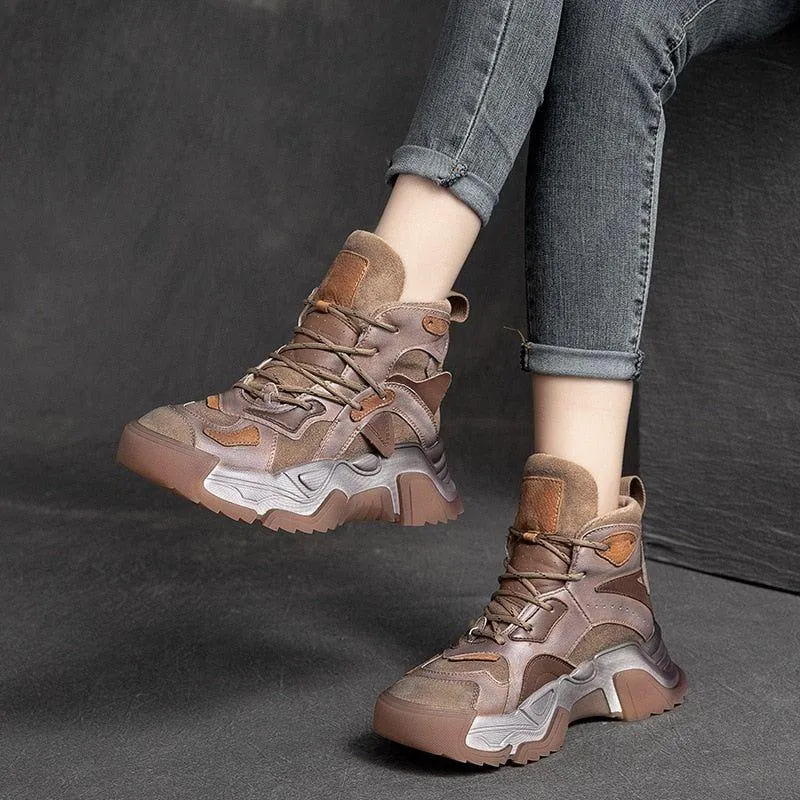 Handmade Leather Sneakers - Women's Casual Shoes - Boot RZ428