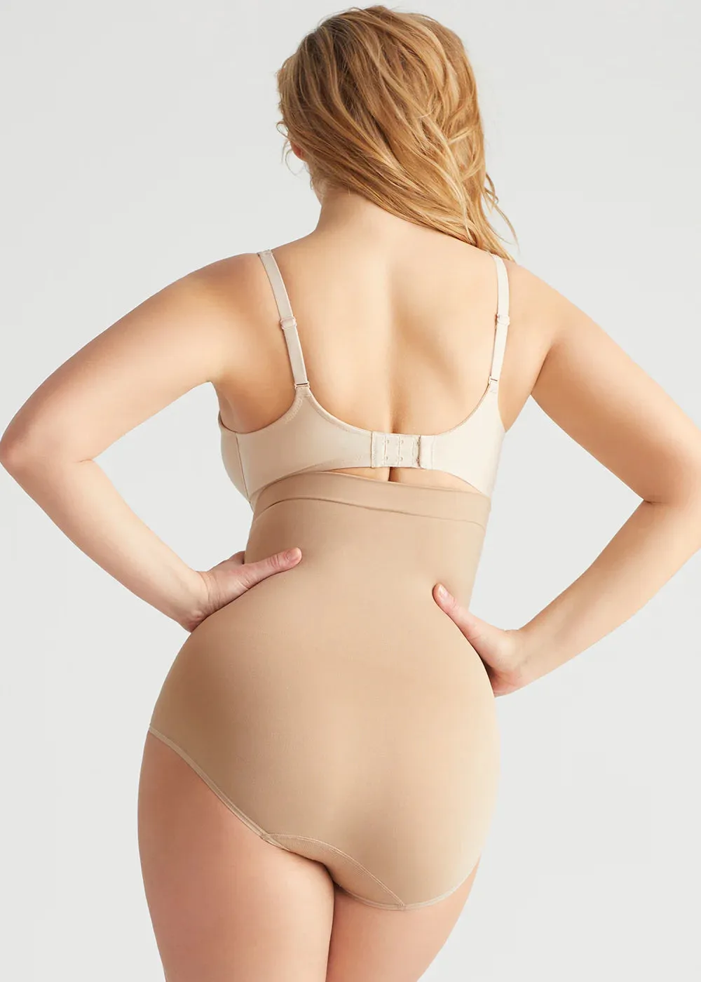High Waist Smoothing Brief in Almond