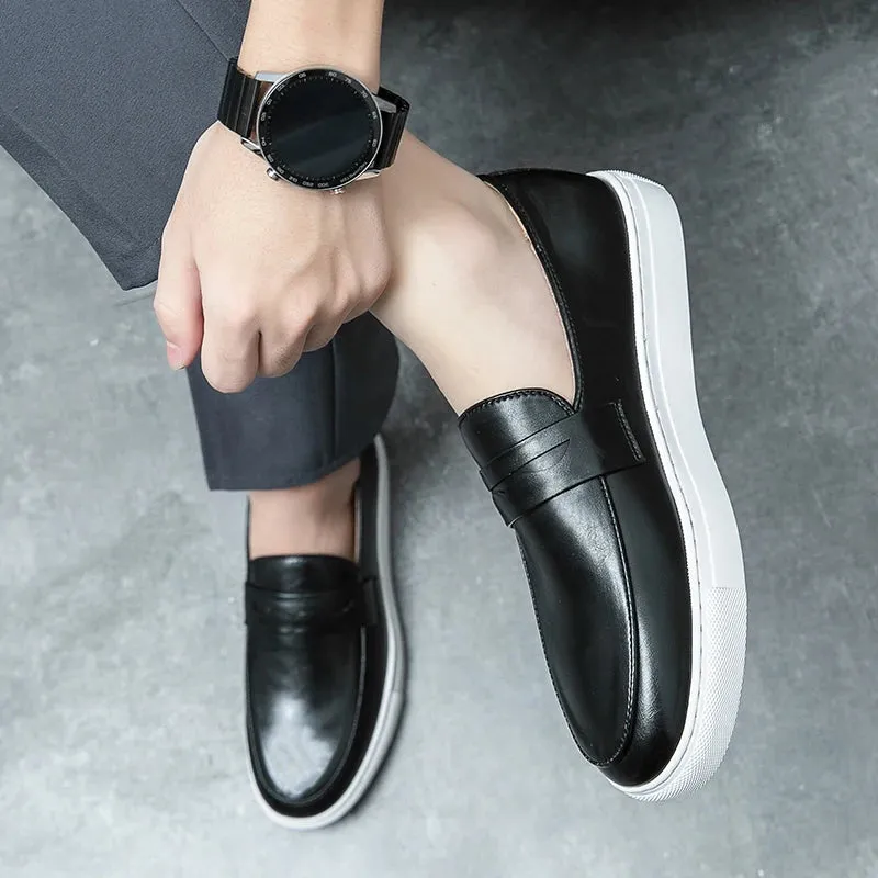 Hnzxzm Men's Casual Shoes Fashion Loafers Moccasins Slip On Man Flats Comfortable Male Genuine Leather Shoes Chaussure 