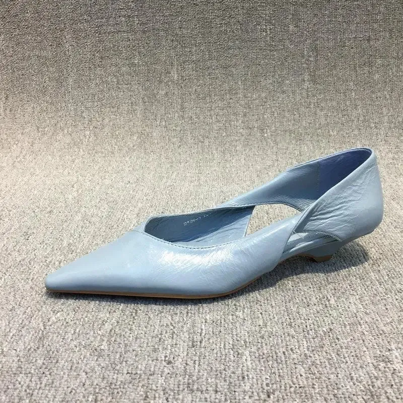 Hnzxzm Shoes for Woman 2024 Comfortable Women's Summer Footwear Moccasins Blue Low Heel Elegant Pointed Toe High Quality Popular Young