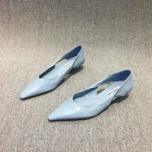 Hnzxzm Shoes for Woman 2024 Comfortable Women's Summer Footwear Moccasins Blue Low Heel Elegant Pointed Toe High Quality Popular Young