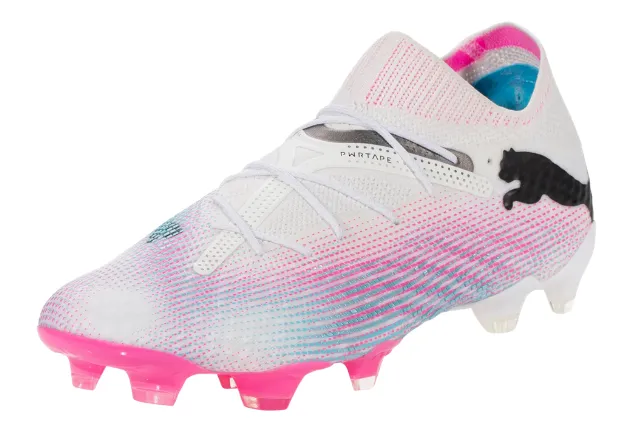 PUMA Future 7 Ultimate FG/AG Adult Soccer Cleats 107599 01 WHITE/PINK/BLUE
