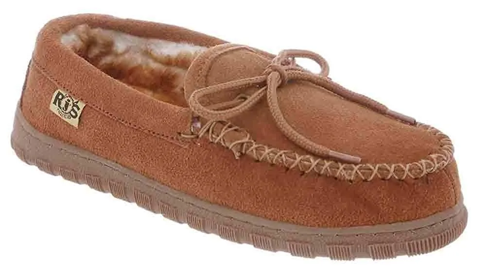 RJ's Fuzzies Womens Leather Moccasins Slippers (Black, 5)