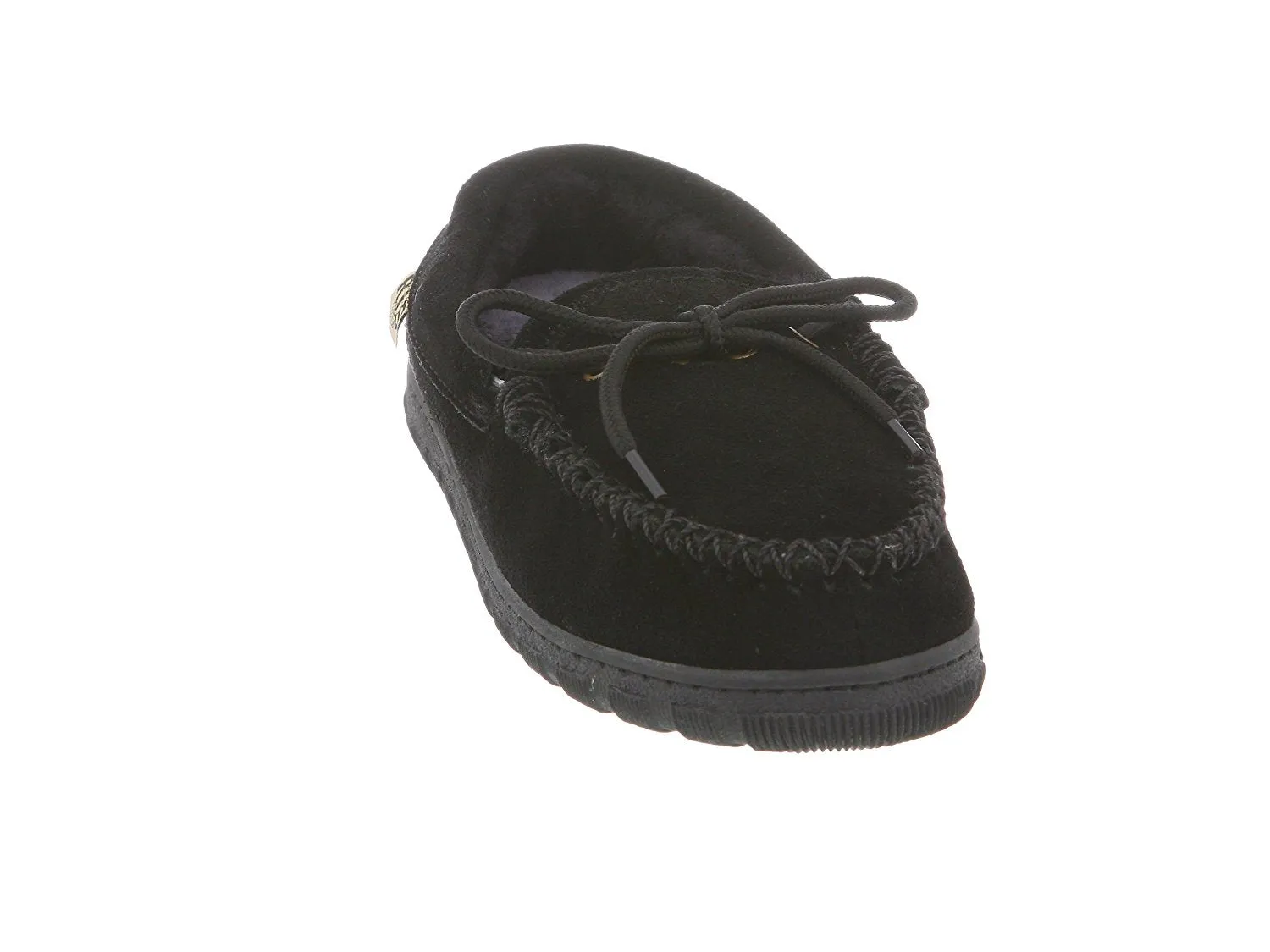 RJ's Fuzzies Womens Leather Moccasins Slippers (Black, 5)