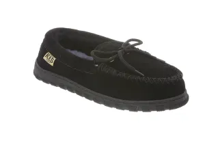 RJ's Fuzzies Womens Leather Moccasins Slippers (Black, 5)