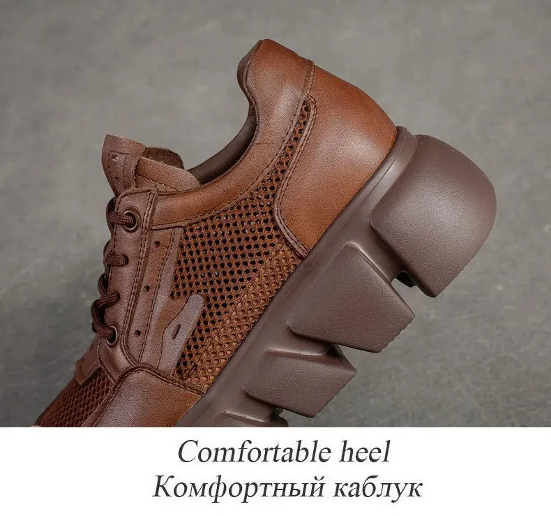 RV147 Mesh Leather Thin Walking Sneaker: Women's Casual Shoes