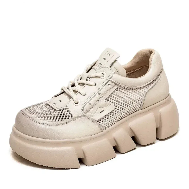 RV147 Mesh Leather Thin Walking Sneaker: Women's Casual Shoes
