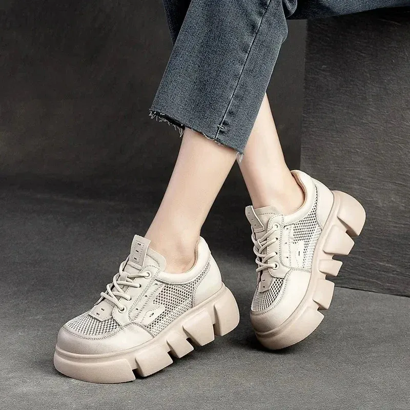 RV147 Mesh Leather Thin Walking Sneaker: Women's Casual Shoes