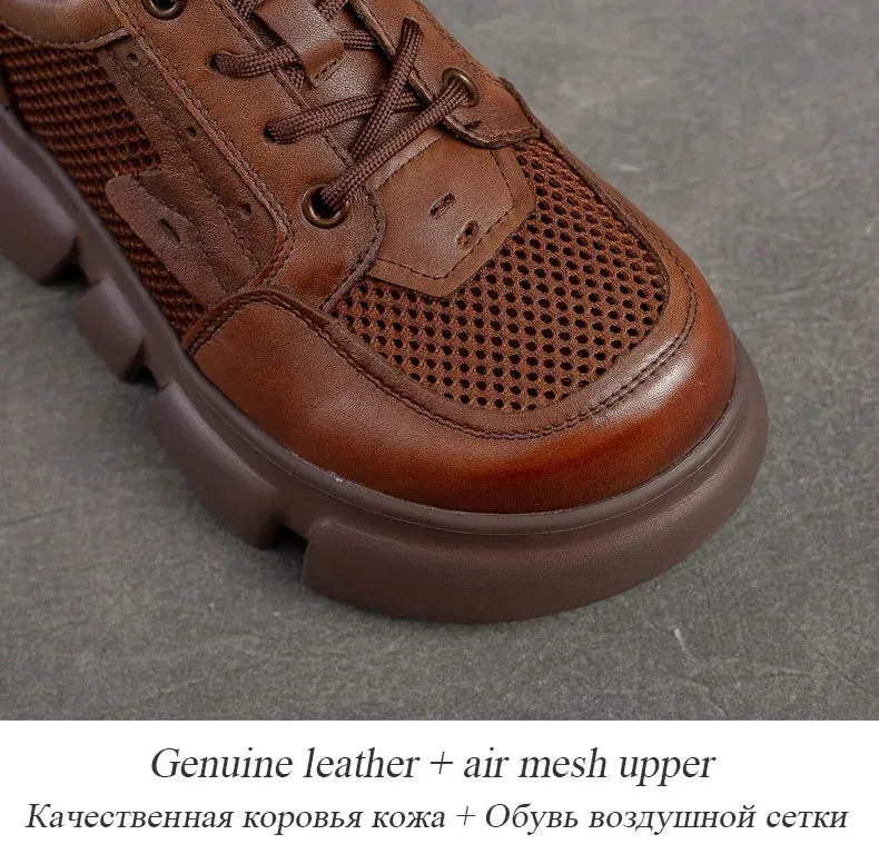 RV147 Mesh Leather Thin Walking Sneaker: Women's Casual Shoes