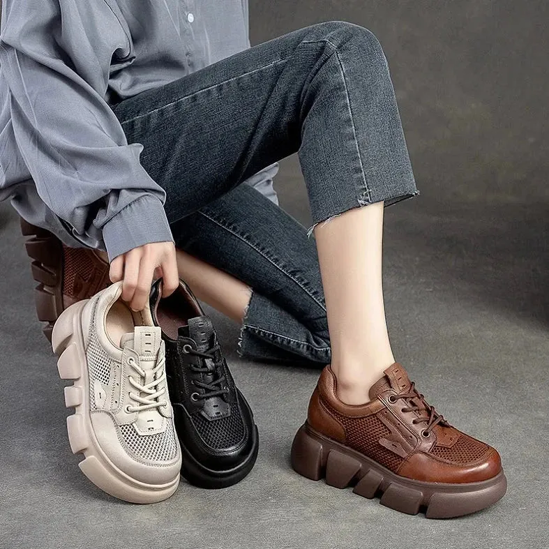 RV147 Mesh Leather Thin Walking Sneaker: Women's Casual Shoes
