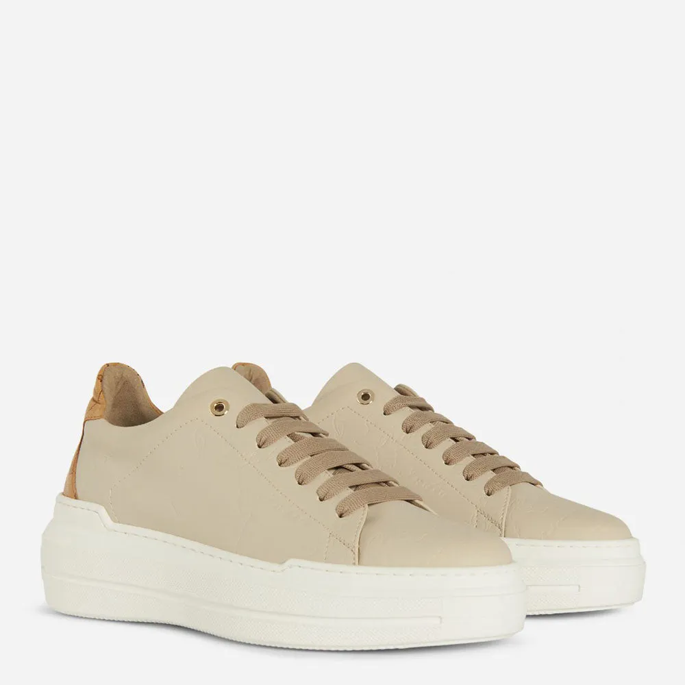 Scarpe Donna 1A Classe Alviero Martini linea Winter Map Sneakers in Tessuto Gommato Beige e Geo Classic A300
