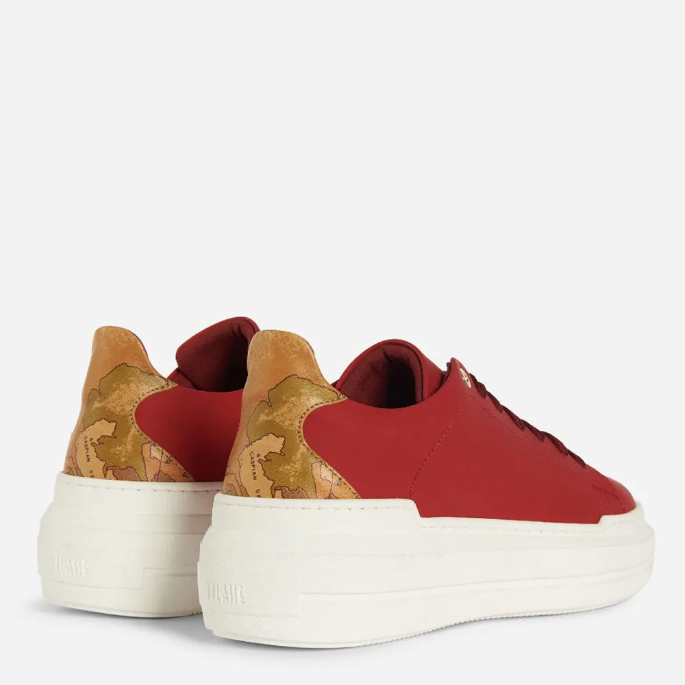Scarpe Donna 1A Classe Alviero Martini linea Winter Map Sneakers in Tessuto Gommato Rosso e Geo Classic A300