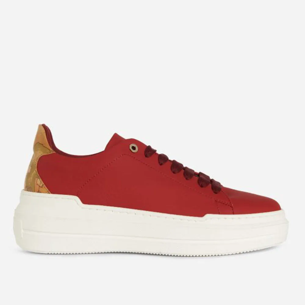 Scarpe Donna 1A Classe Alviero Martini linea Winter Map Sneakers in Tessuto Gommato Rosso e Geo Classic A300