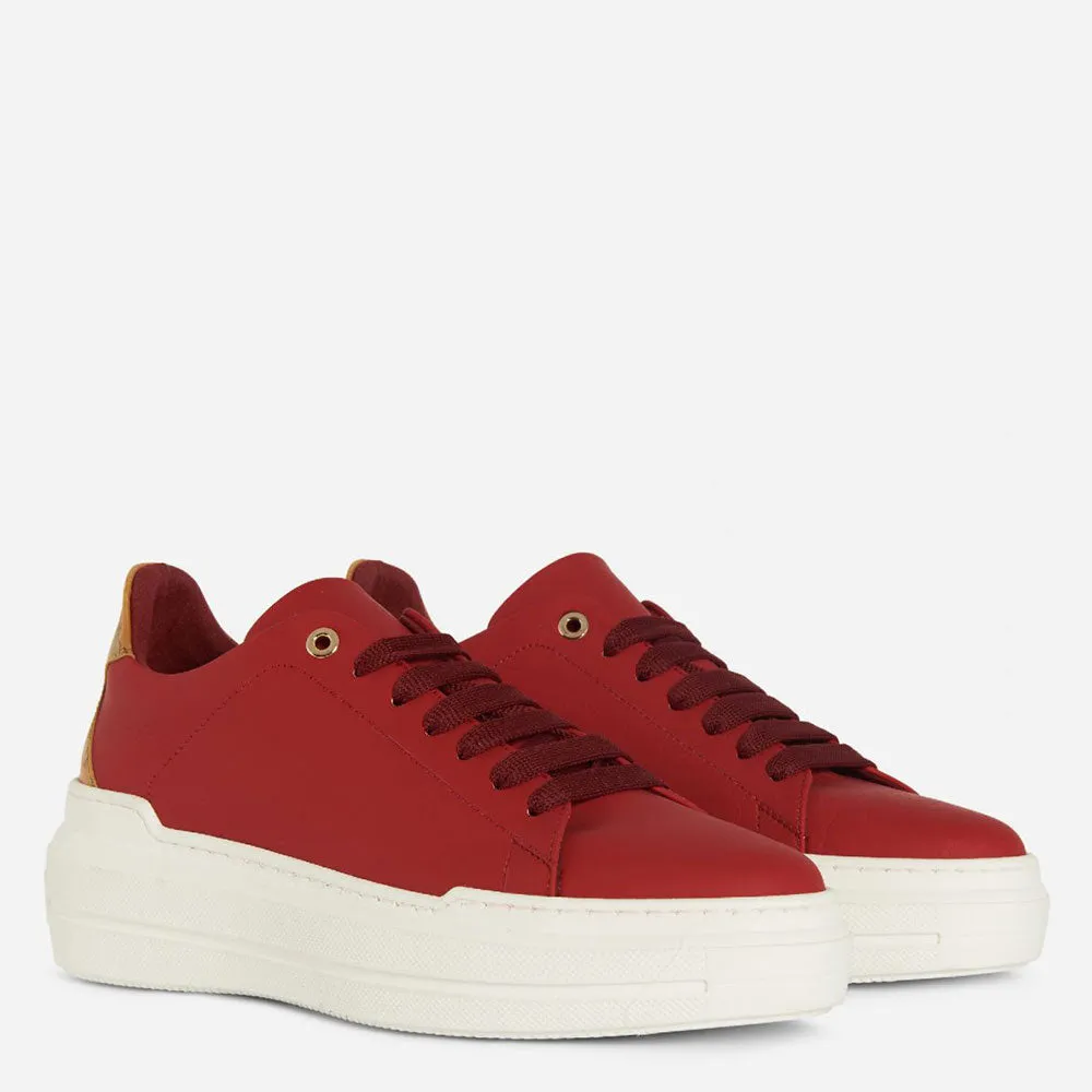 Scarpe Donna 1A Classe Alviero Martini linea Winter Map Sneakers in Tessuto Gommato Rosso e Geo Classic A300
