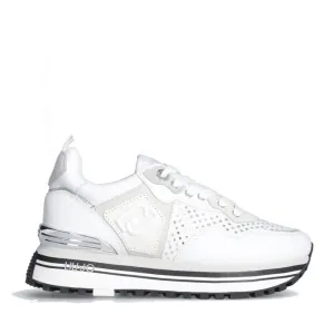 Scarpe Donna LIU JO Maxi Wonder 01 Sneakers Platform in Pelle Bianca con Strass