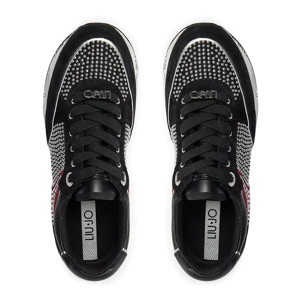 Scarpe Donna LIU JO Maxi Wonder 20 Sneakers Platform in Suede con Borchie colore Nero