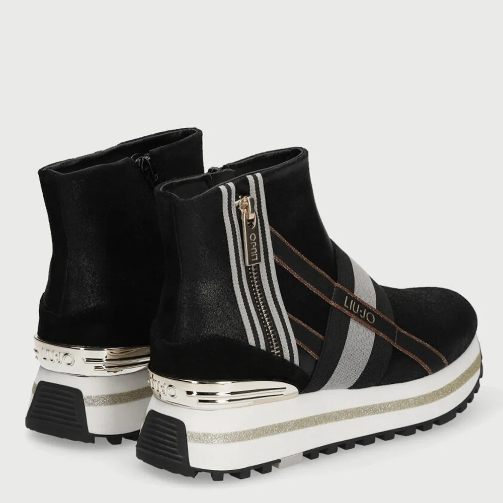 Scarpe Donna LIU JO Sneakers a Stivaletto in Suede Effetto Metalizzato Nero