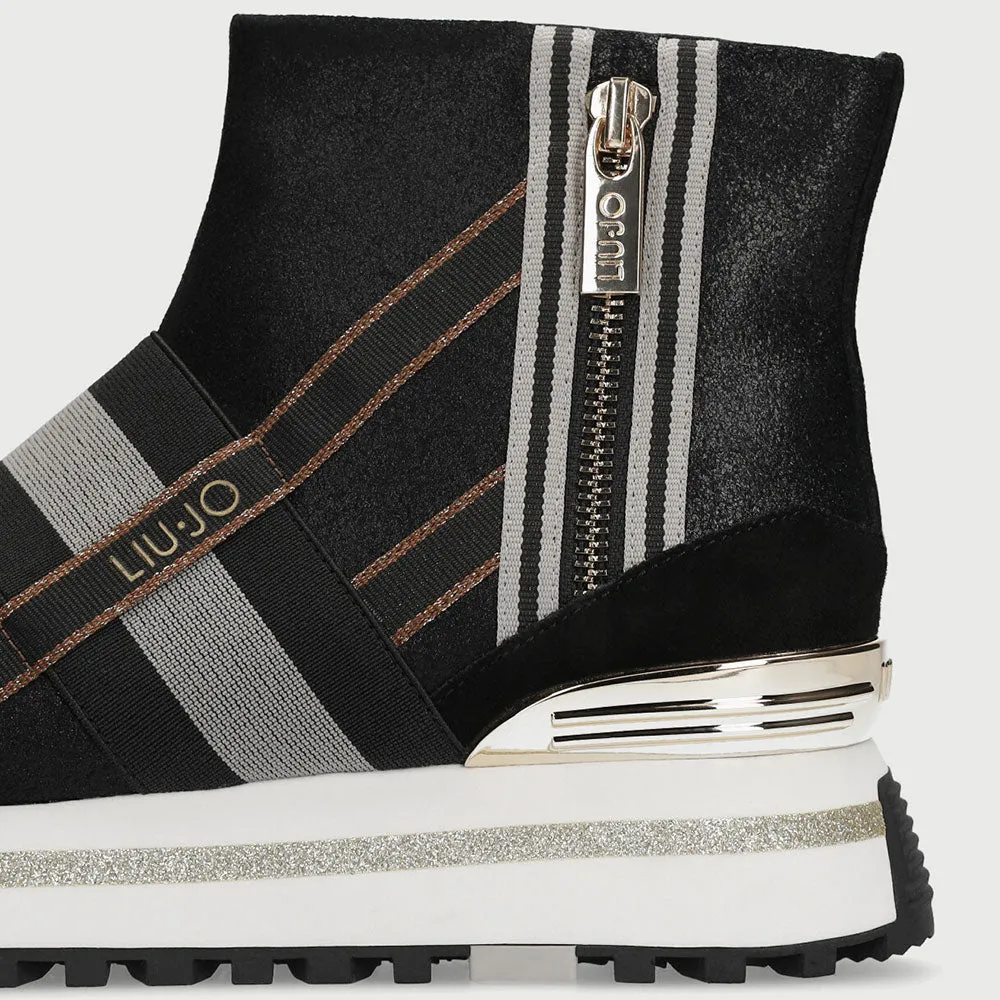 Scarpe Donna LIU JO Sneakers a Stivaletto in Suede Effetto Metalizzato Nero