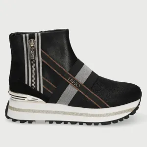 Scarpe Donna LIU JO Sneakers a Stivaletto in Suede Effetto Metalizzato Nero