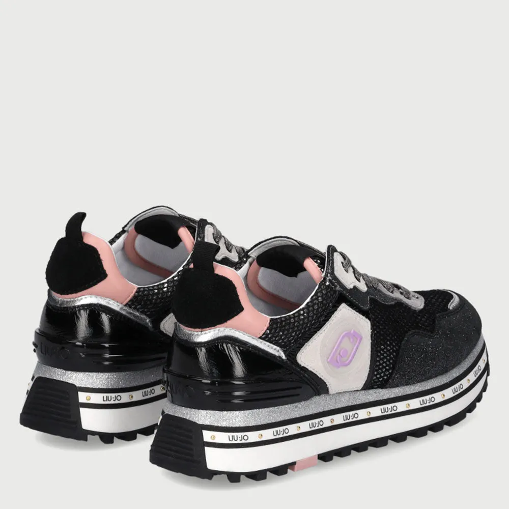 Scarpe Donna LIU JO Sneakers Glossy con Dettagli Mesh Nero