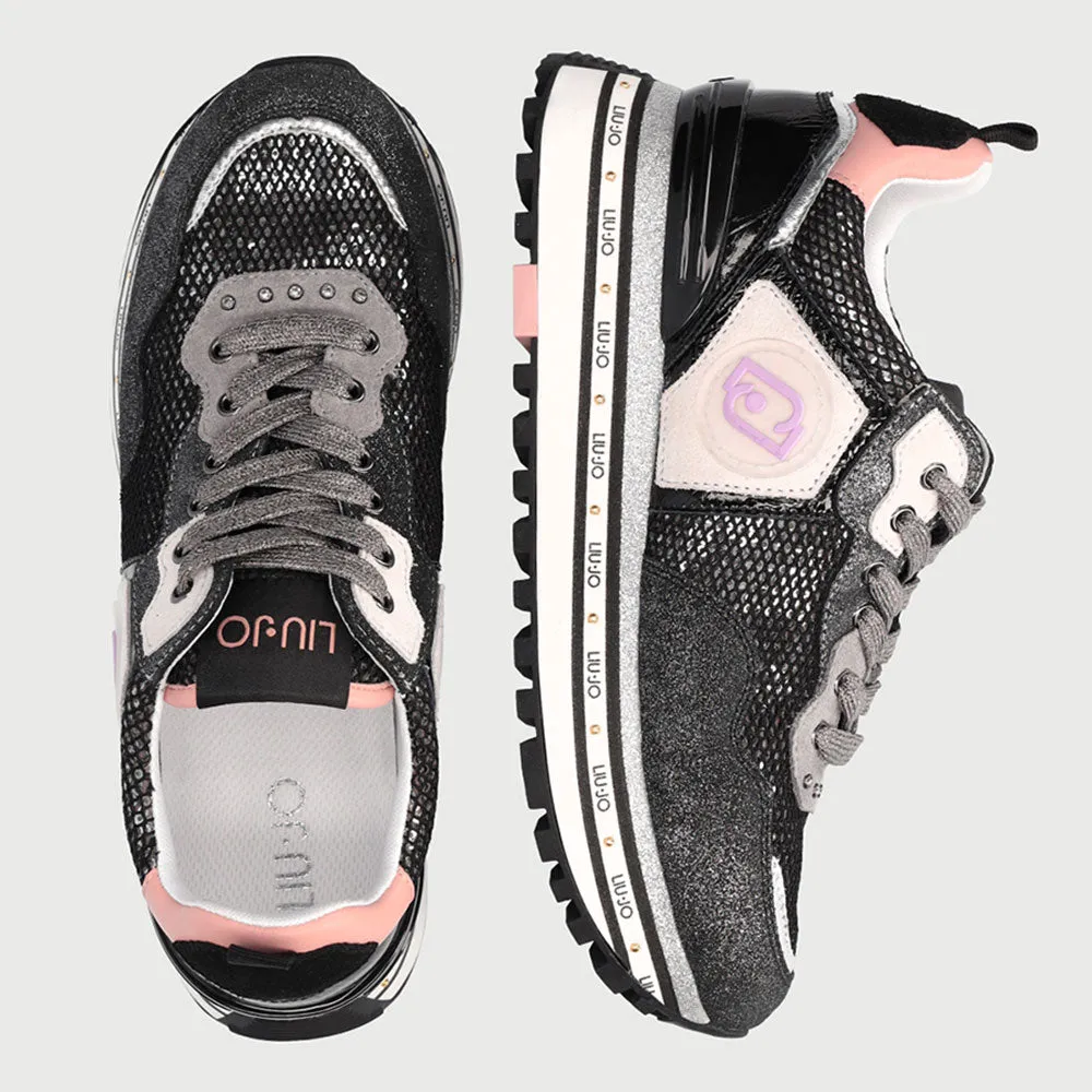 Scarpe Donna LIU JO Sneakers Glossy con Dettagli Mesh Nero