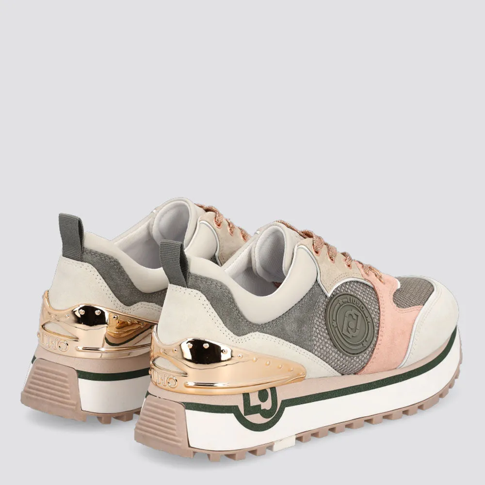 Scarpe Donna LIU JO Sneakers Platform in Suede Mesh e Lurex colore Militare