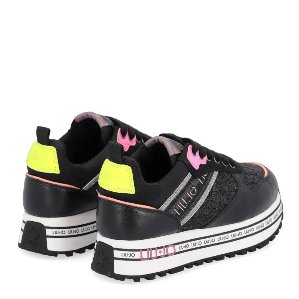 Scarpe Donna LIU JO Sneakers Platform Maxi Wonder 254 con Glitter colore Nero