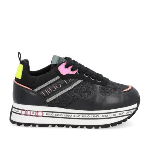 Scarpe Donna LIU JO Sneakers Platform Maxi Wonder 254 con Glitter colore Nero