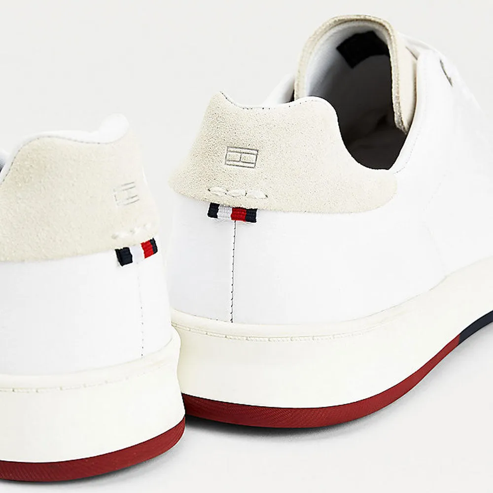 Scarpe Uomo TOMMY HILFIGER Sneakers linea Retro Tennis in Pelle colore Bianco