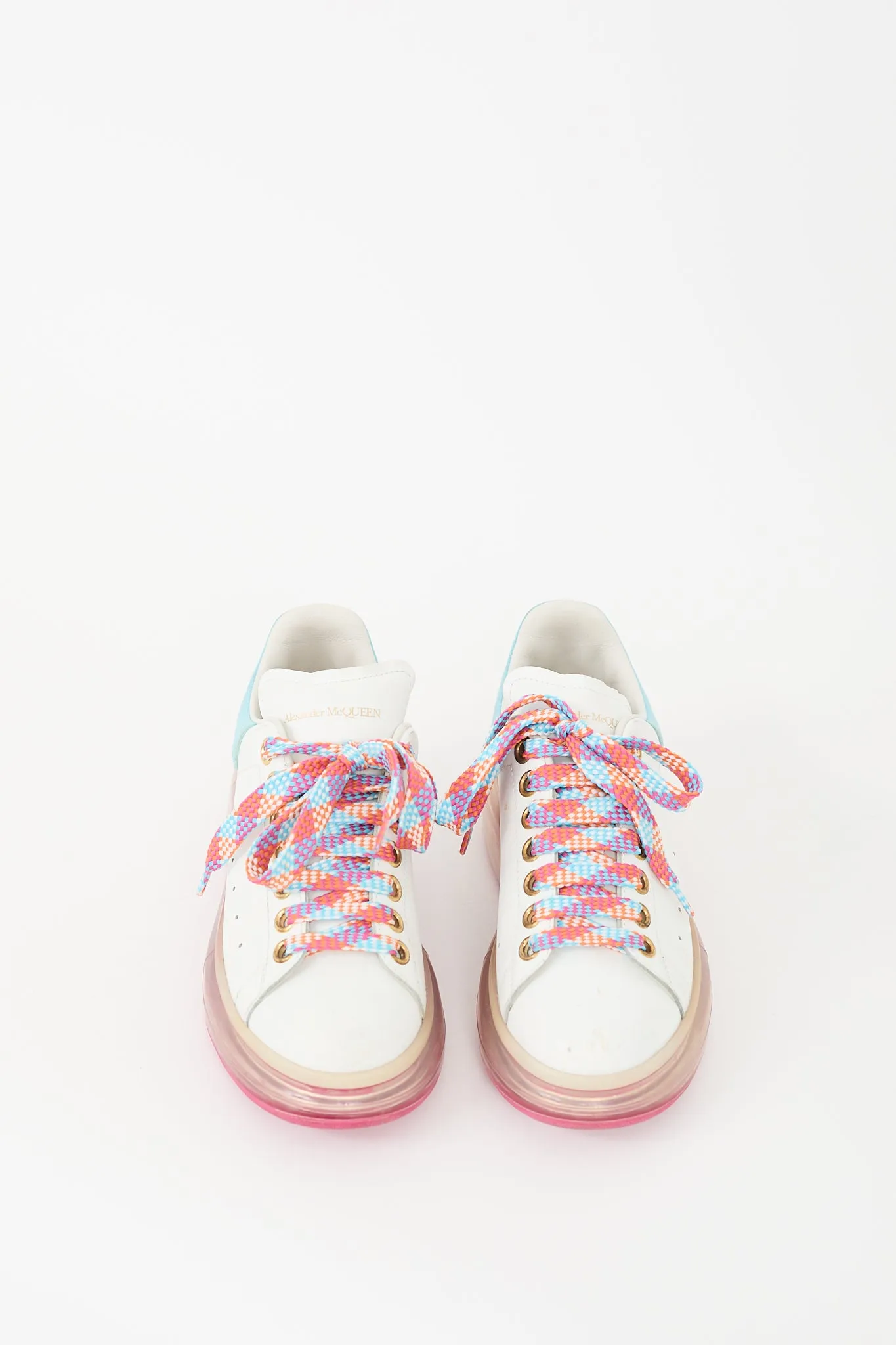 White & Multi Leather Oversized Sneaker