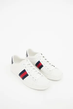 White Blue Red Leather Ace Sneaker