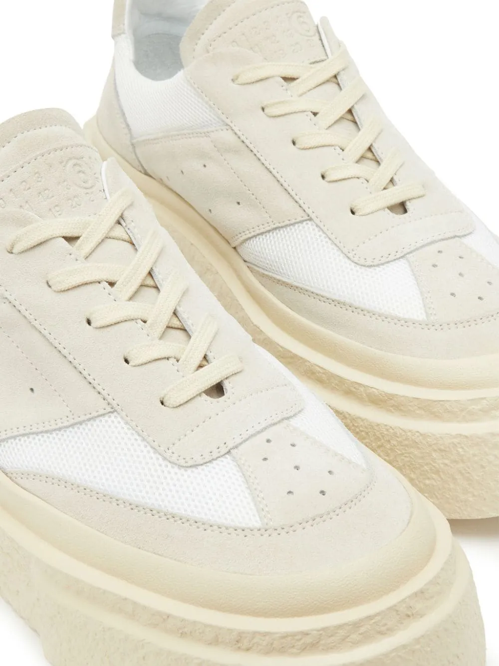 White Calf Leather Platform Sneakers