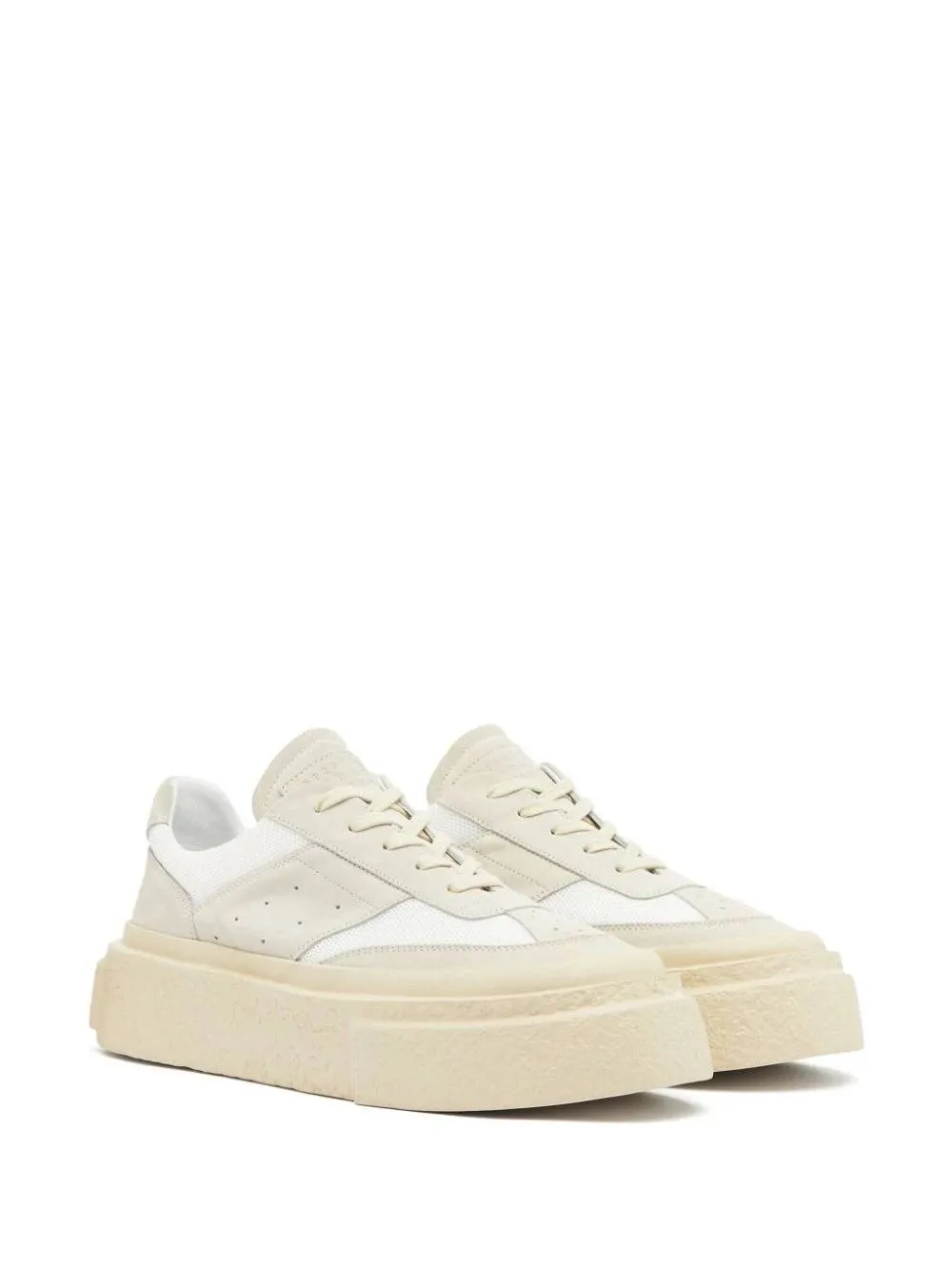 White Calf Leather Platform Sneakers